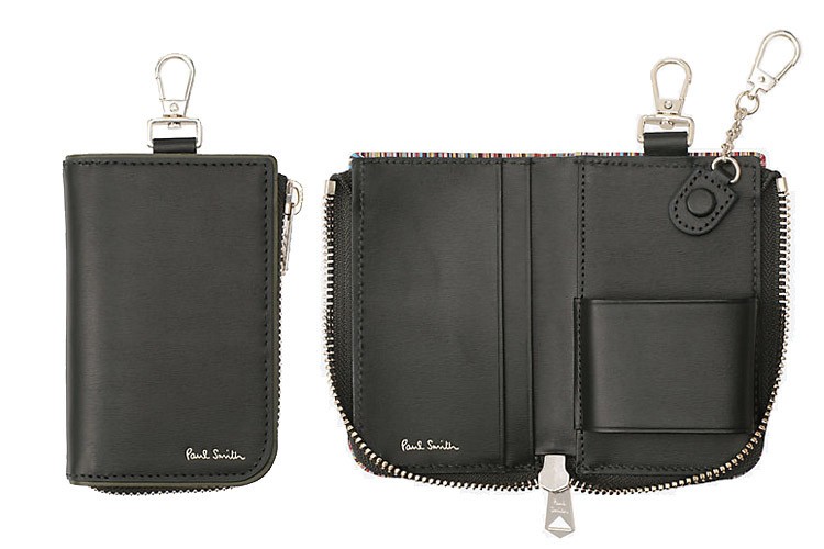 【新品・未使用】ポールスミス　キーケース　4連　グリーン　マルチストライプ　羊革 新品・未使用】ポールスミス キーケース 4連 グリーン マルチ