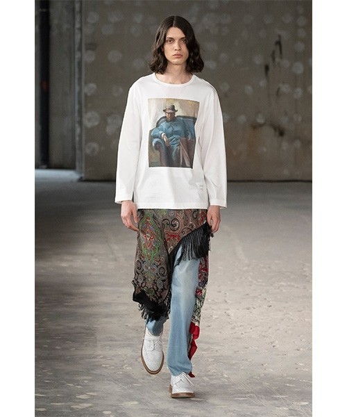 2020春夏ジュンヤワタナベマンリーバイスコラボシャツ美品激安タグ付き JUNYA WATANABE MAN 2020SS 綿麻デニム×綿ストライプLevi′s Wネーム