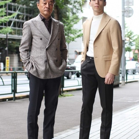 INCOTEX ワンプリーツ サイドアジャスター ベルトレスパンツ GLORYGUY