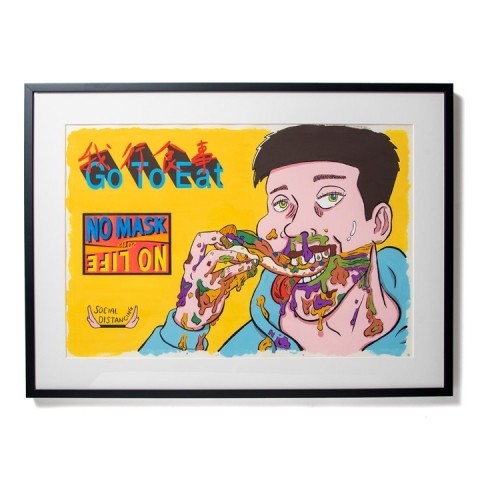 鬼塚ネオ「Go To Eat 2020」（2020年）  アクリル、紙、510×715mm  242,000円
