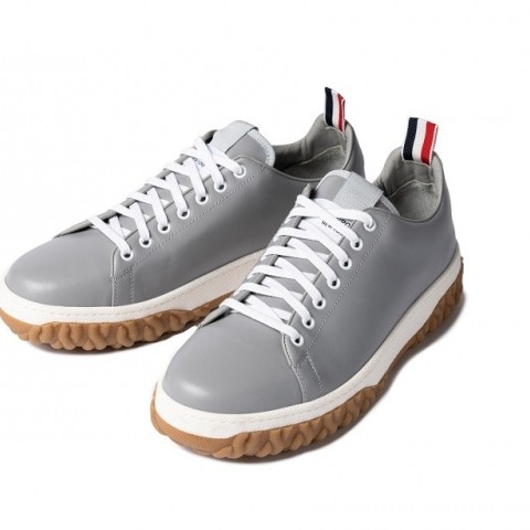 ＜THOM BROWNE/トム ブラウン> COURT SNEAKER W/ CABLE KNIT SOLE IN VITELLO CALF LEATHER