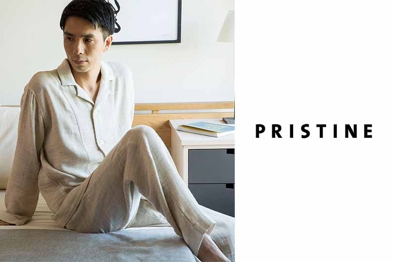 プリスティン＞レディスで人気のサテンパジャマがメンズ仕様になって